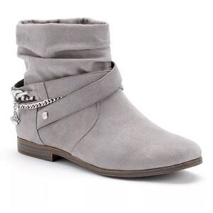 7.5 womens juicy couture grey suede slouch bootie ankle boots nwot